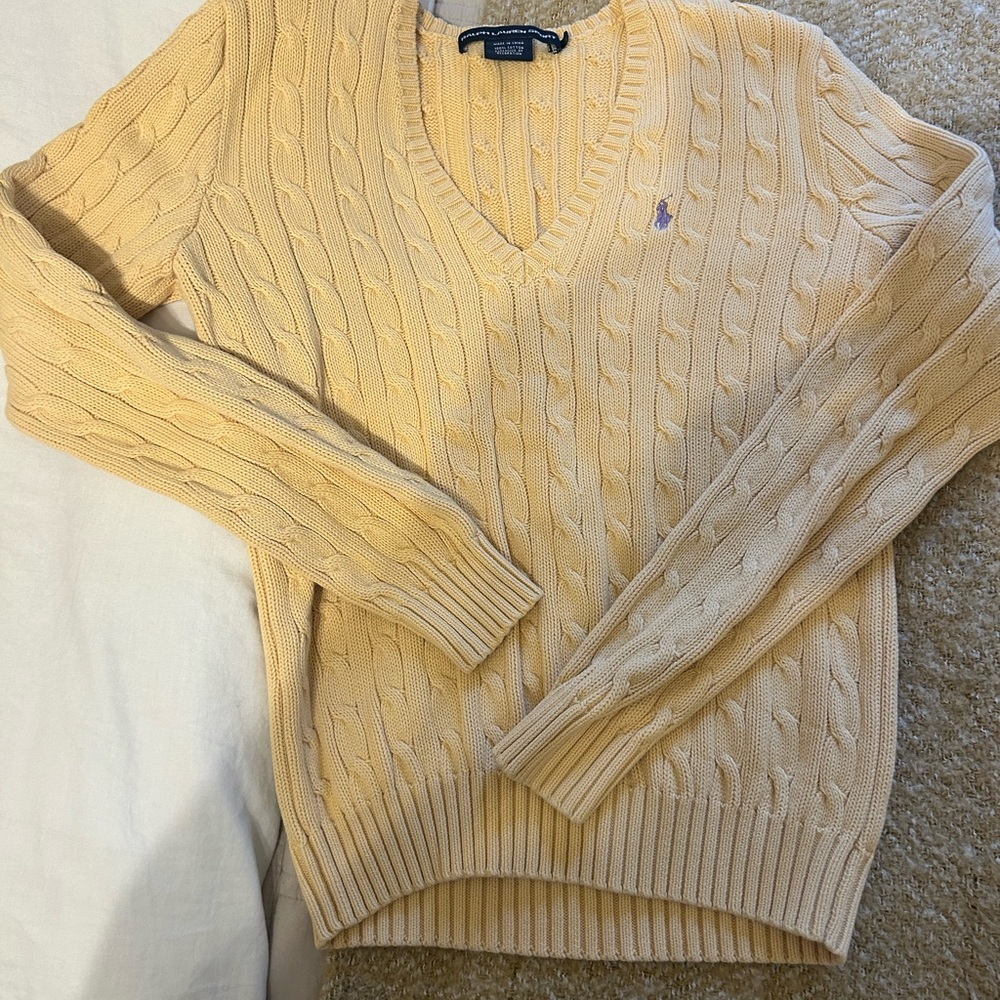 Ralph Lauren Cable Knit V Neck Sweater